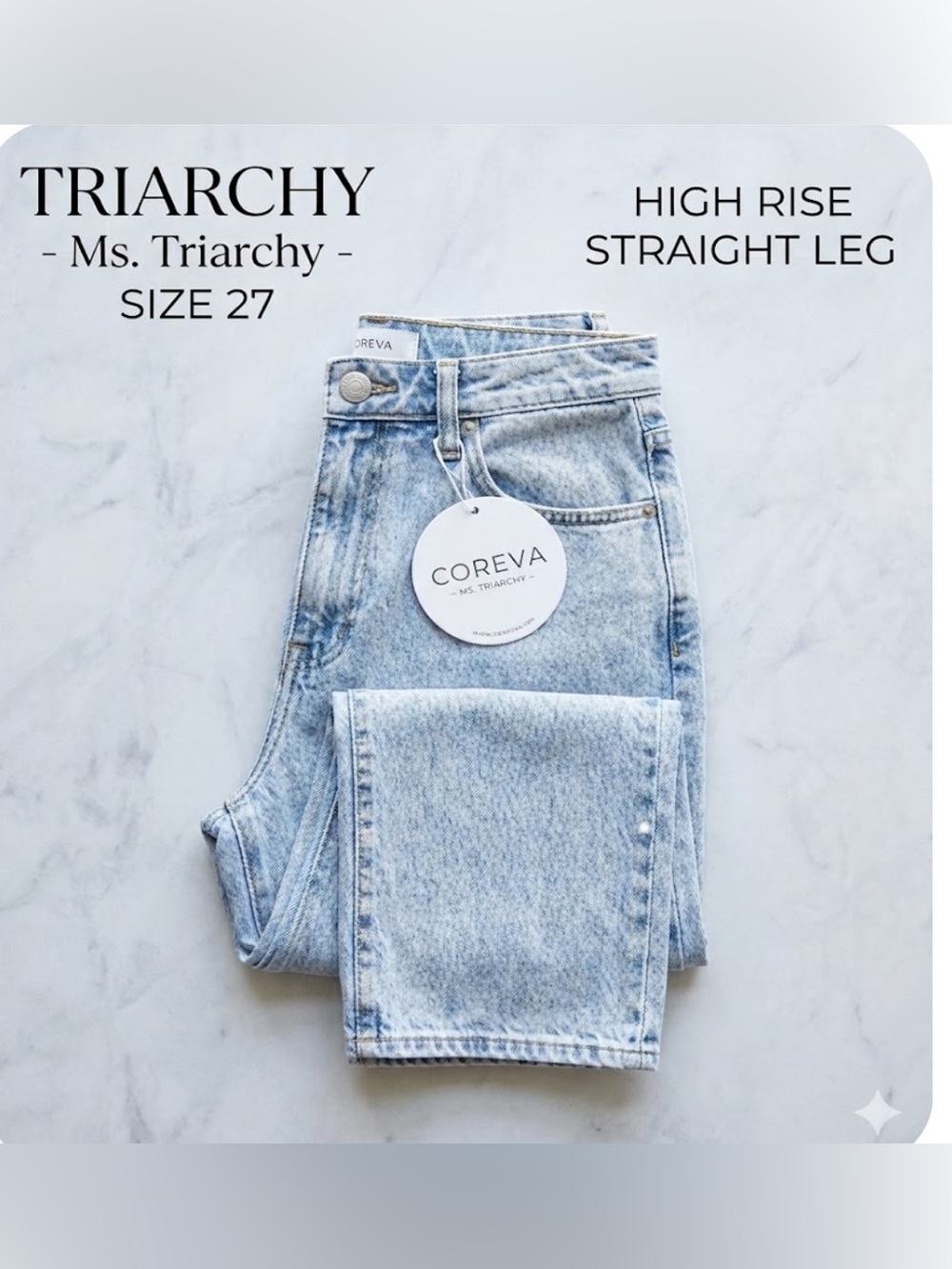 Triarchy Ms. Triarchy High Rise Straight legs Light  blue Jeans  - 27 Coreva NWT
